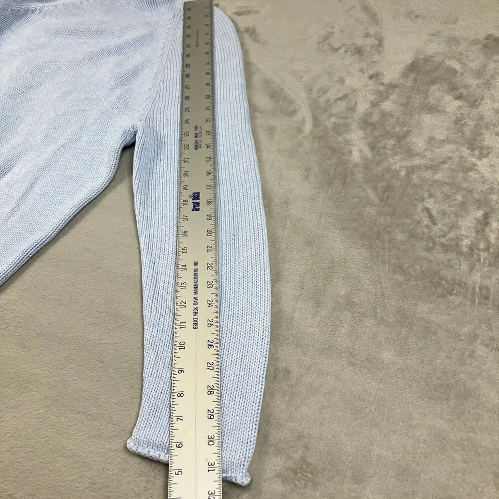 J Crew 1988 Rollneck Sweater Womens M Blue Cotton Coastal Preppy Oarsman BW186